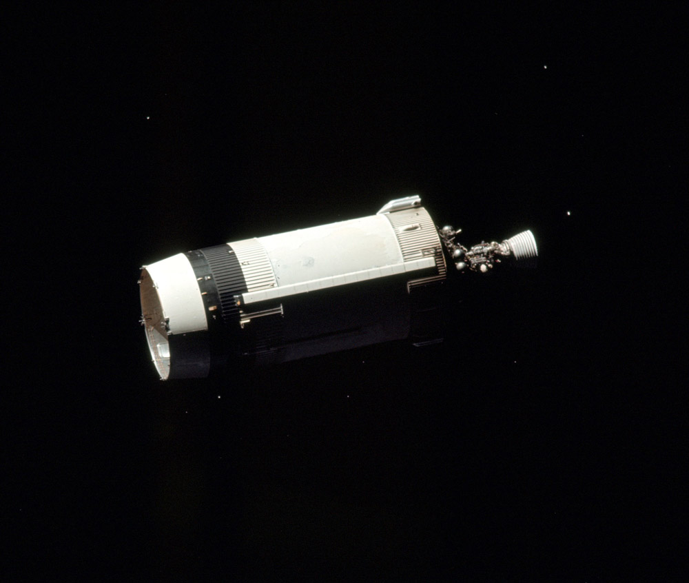 S-IVB stage of Apollo 17 drifting through space